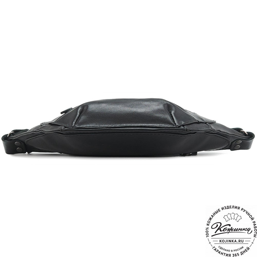 Кожаная сумка на пояс "Рики" (чёрная)